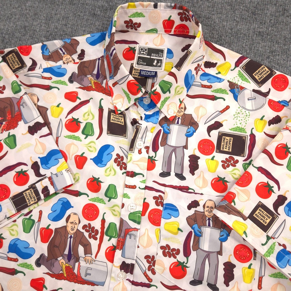 RSVLTS The Office Shirt Mens M White Kevin Malone Famous Chili Short Sleeve